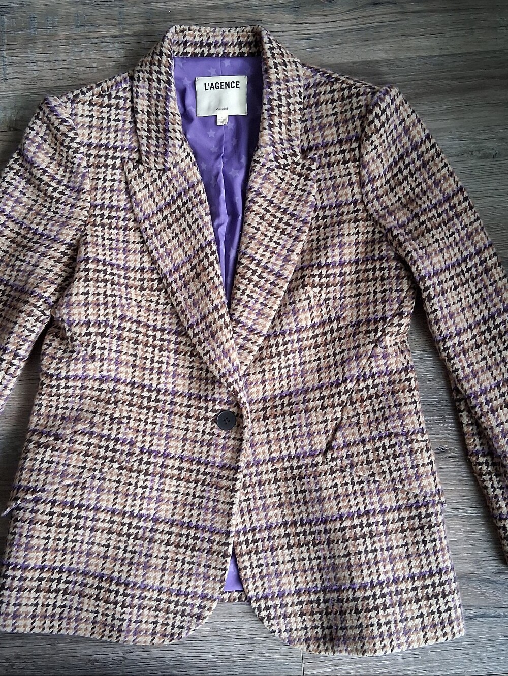 L'Agence Tweed Herringbone Blazer Size 6 Fits S/M Excellent Condition - Picture 12 of 14